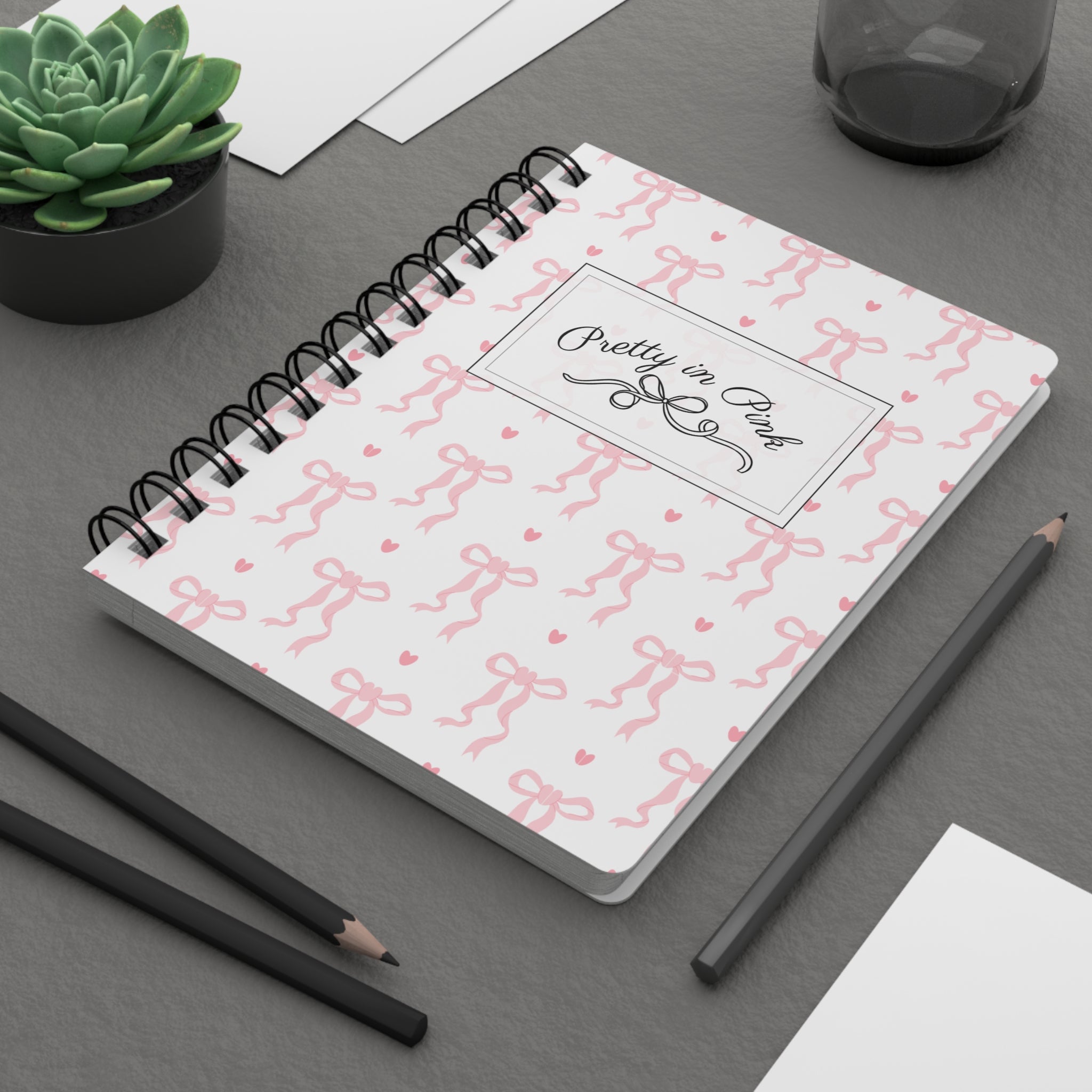 Pretty in Pink Bow Spiral Notebook
