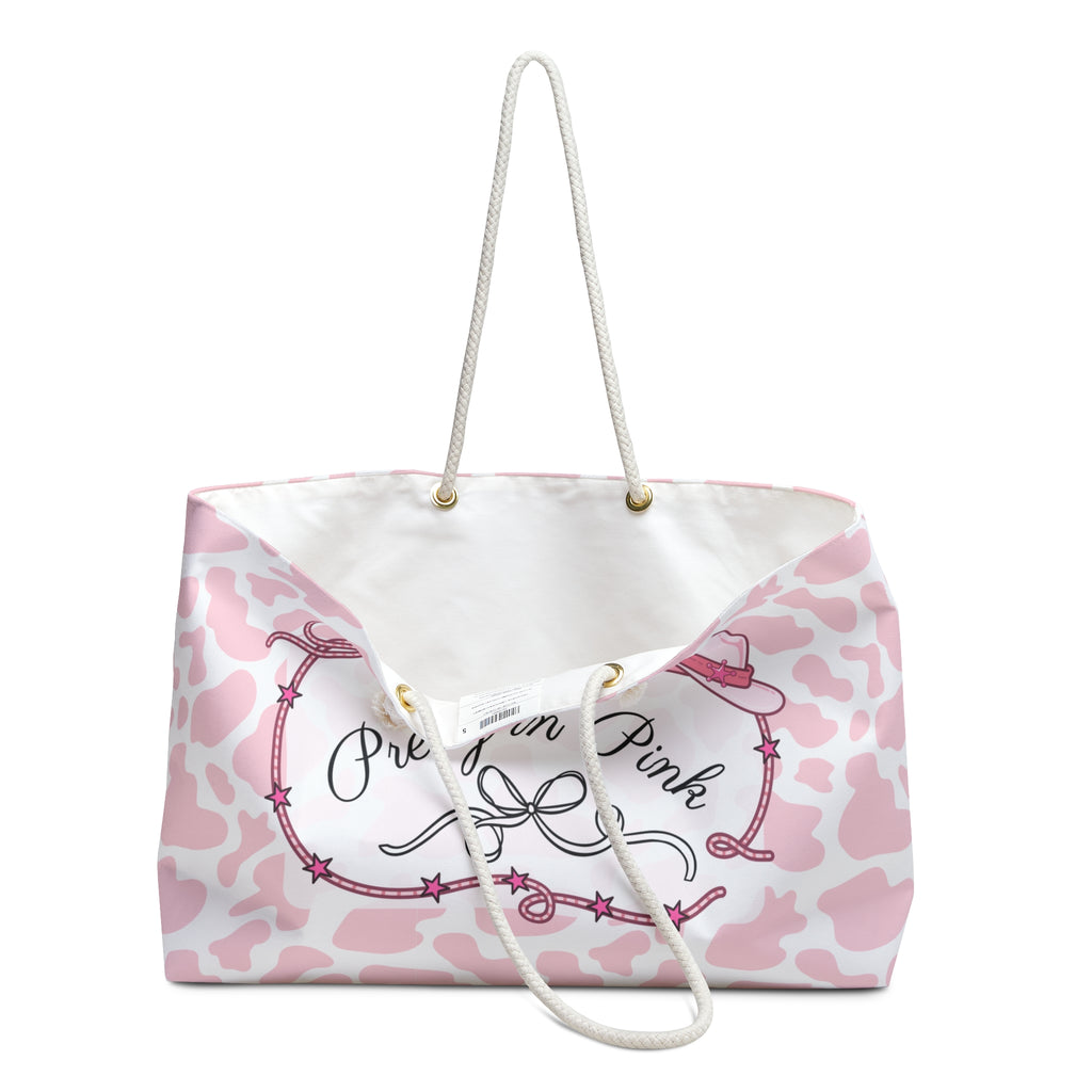 Pretty in Pink Cow Weekender Bag