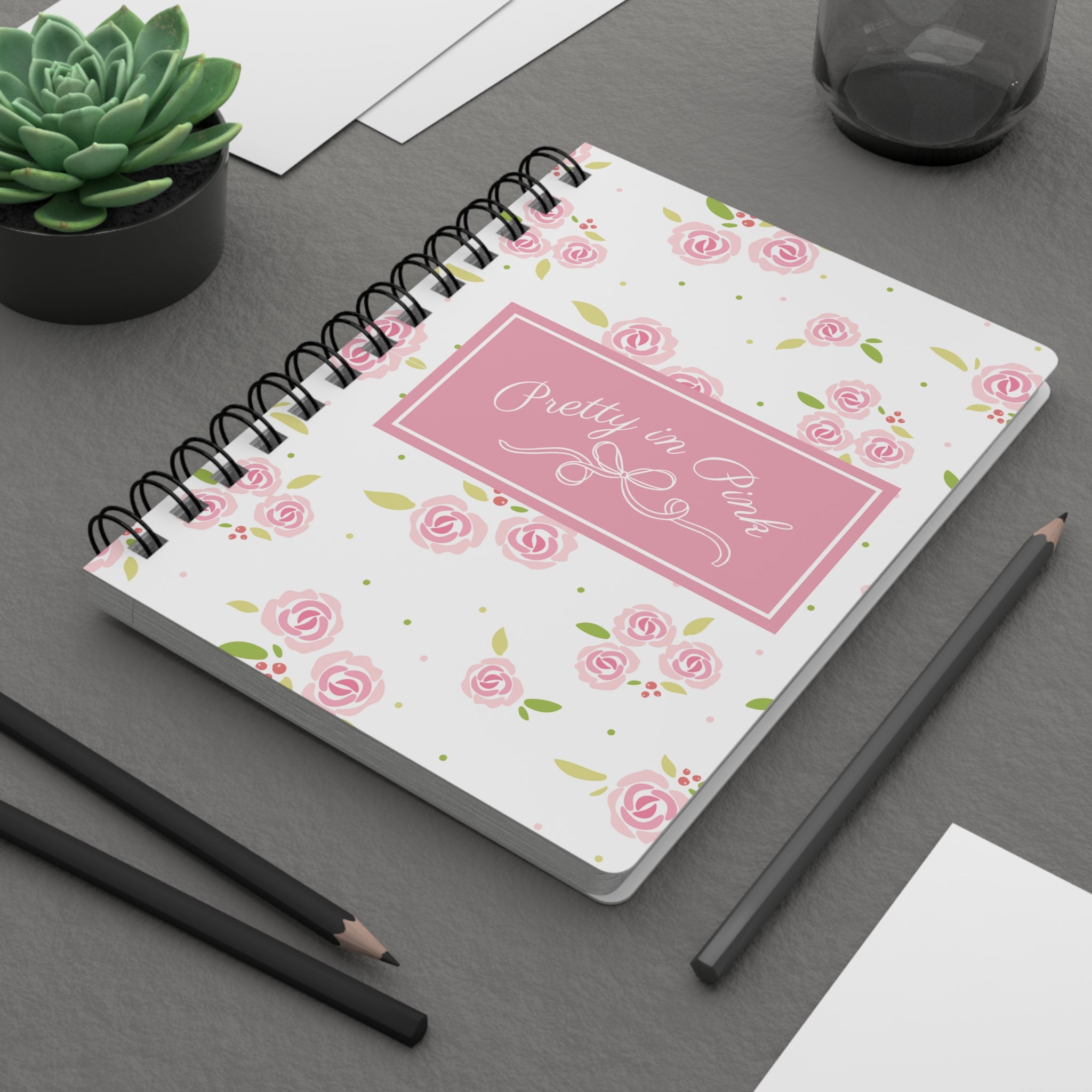 Pretty in Pink Floral Spiral Notebook