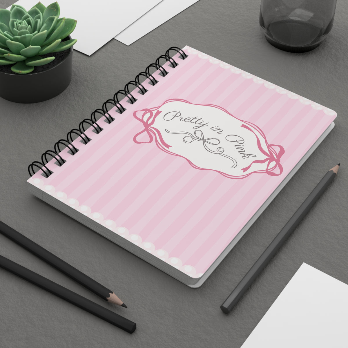 Pretty in Pink Striped Spiral Notebook