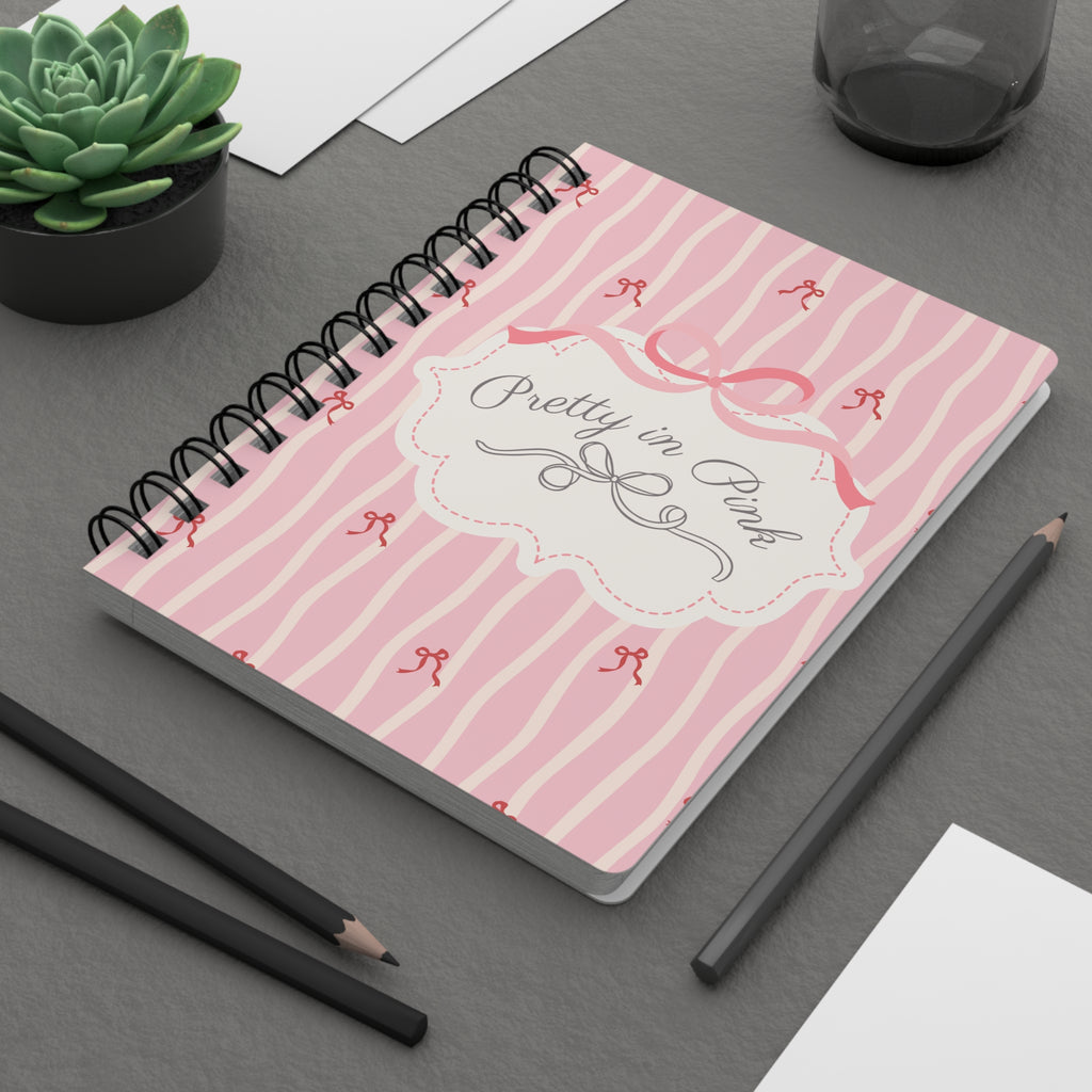 Pretty in Pink Striped Spiral Notebook