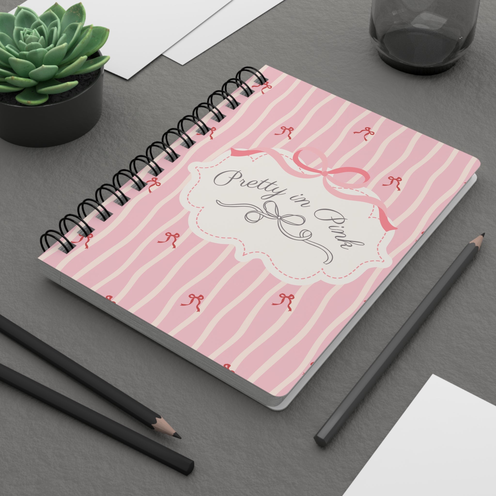 Pretty in Pink Striped Spiral Notebook