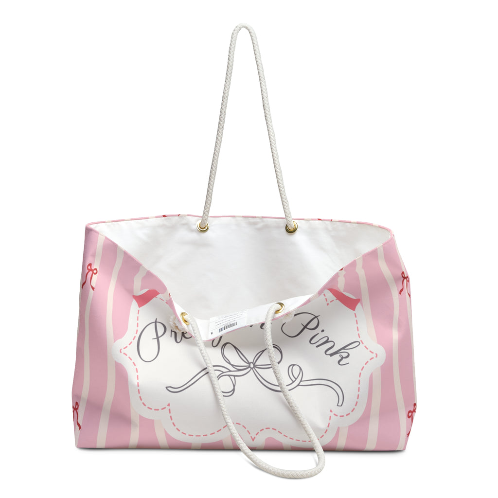 Pretty in Pink Striped Weekender Bag