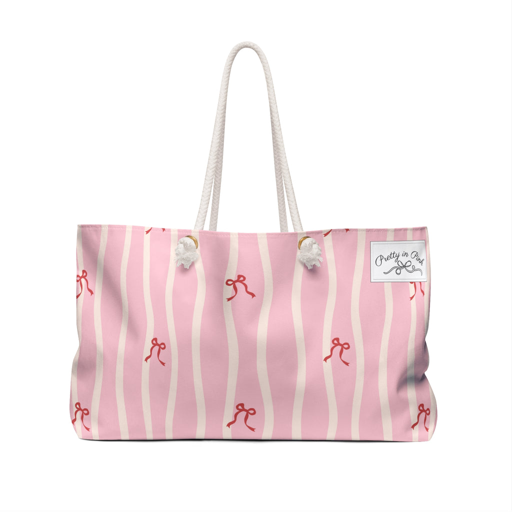 Pretty in Pink Striped Weekender Bag